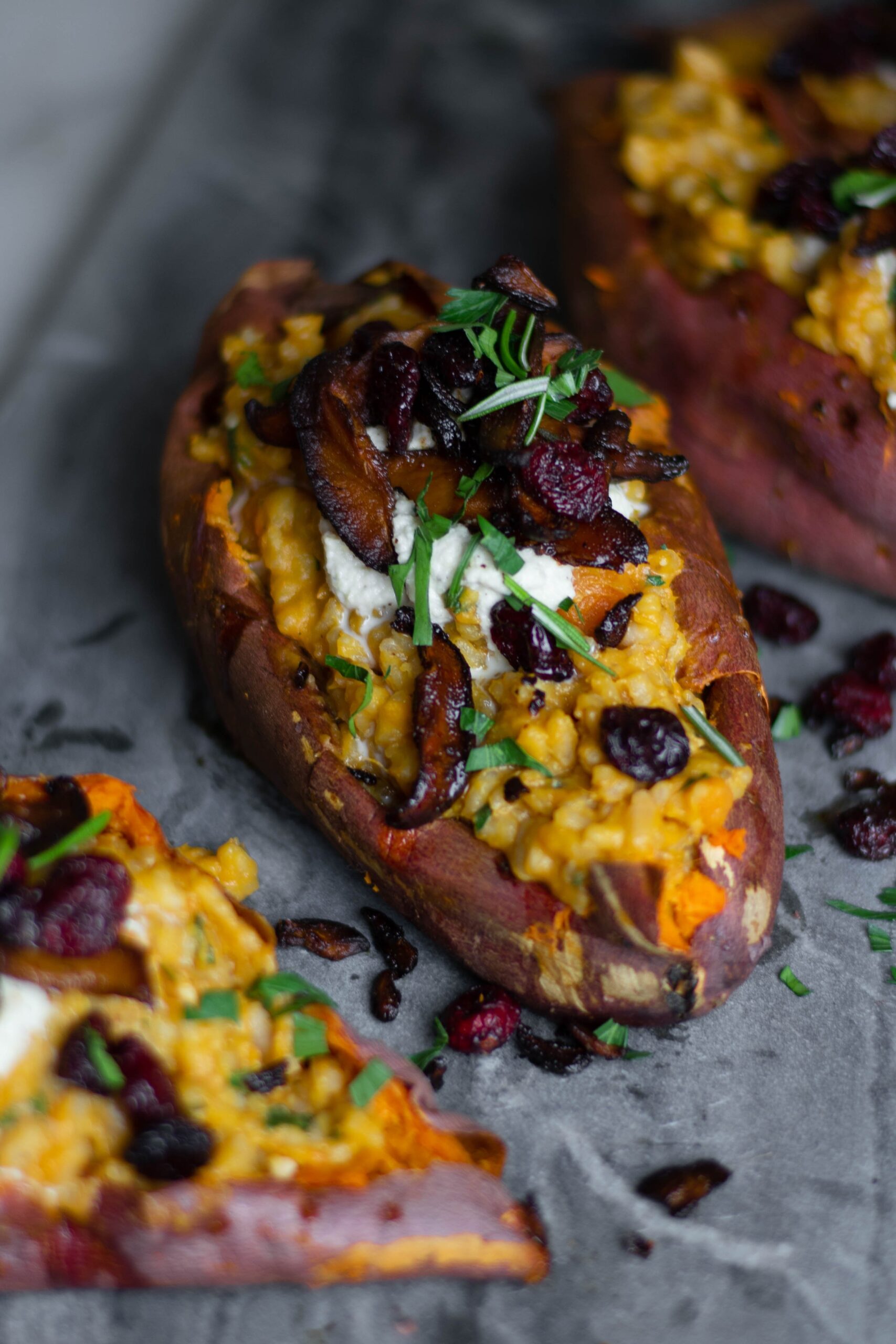 Sweet Potato Risotto Stuffed Boats