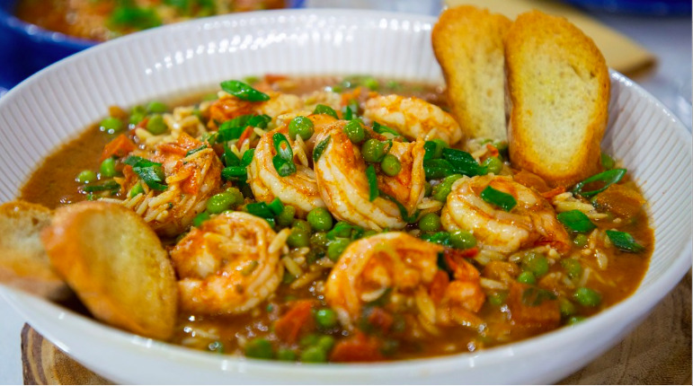 Orzo Pasta with Shrimp and Peas