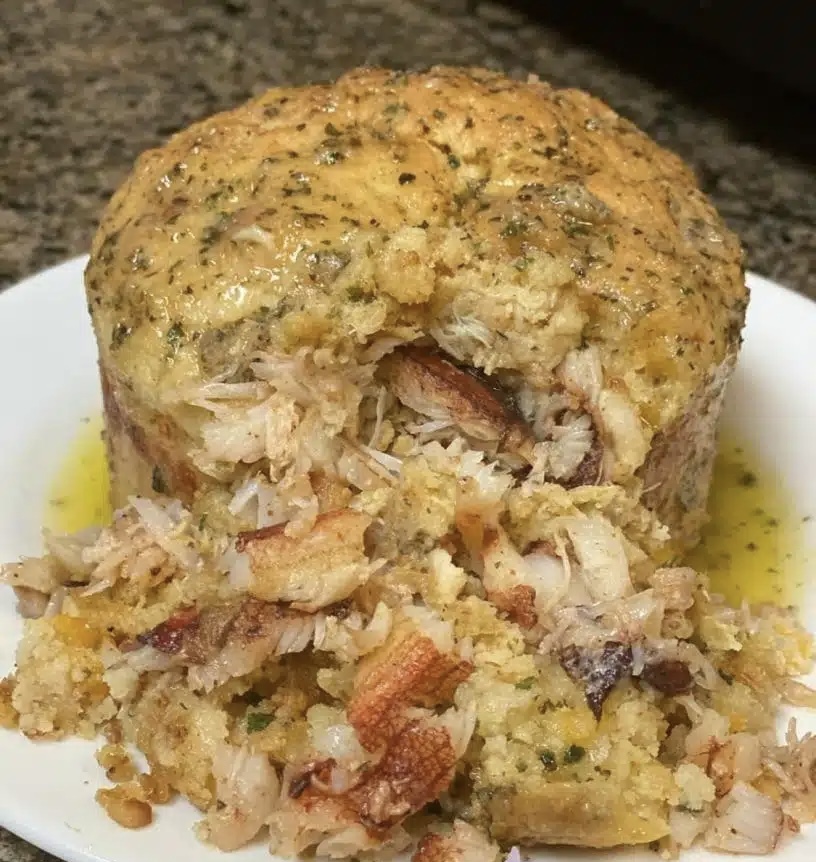 Crab Stuffed Cheddar Bay Biscuits with Lemon Butter